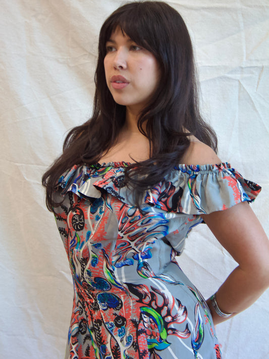 1940s Hawaiian Silk Holo Muu Dress