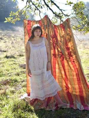 Edwardian Inset Lace Cotton Chemise Pintuck Dress