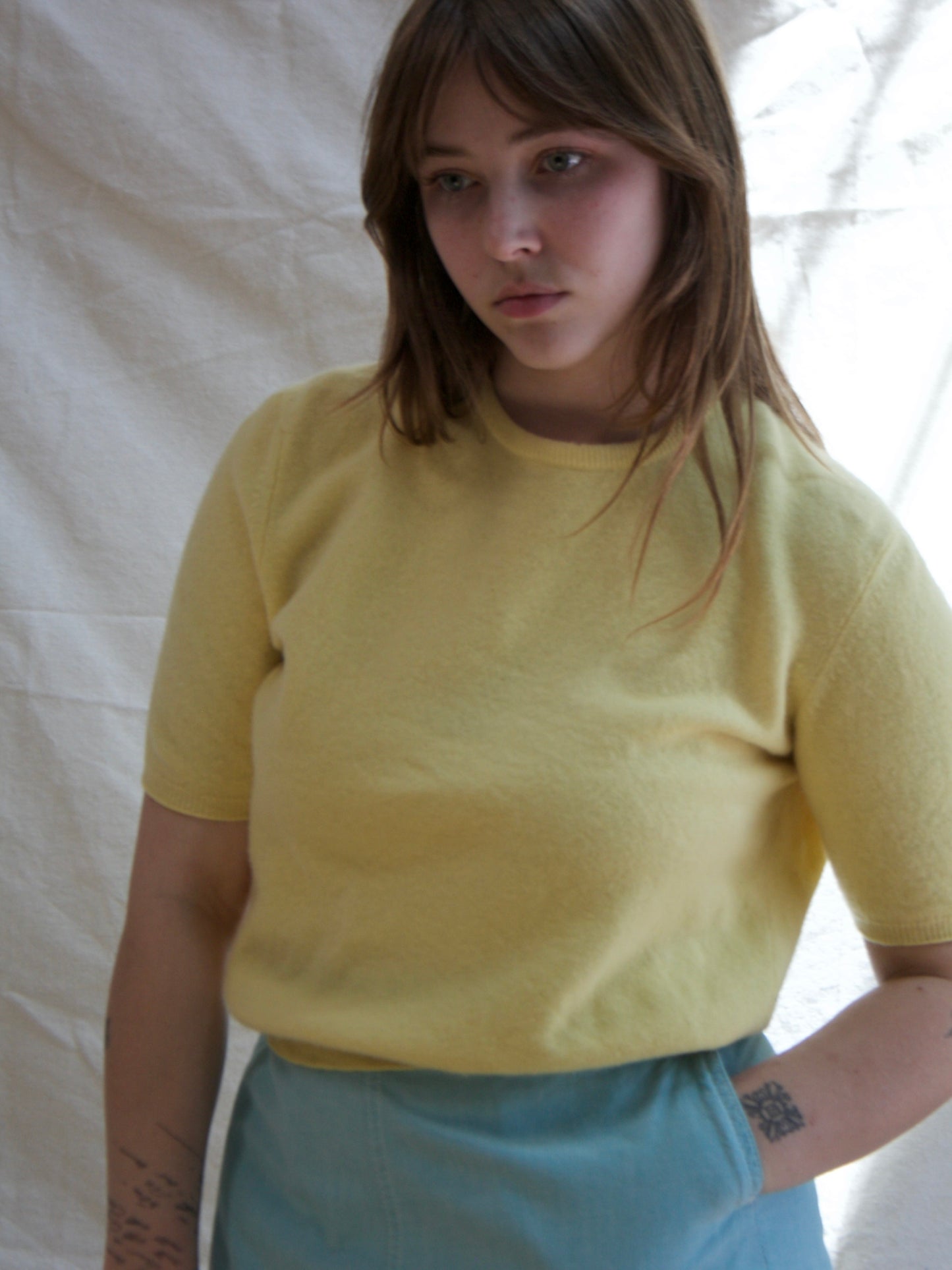 1950s Butter Yellow Lambswool Pullover Knit Sweater