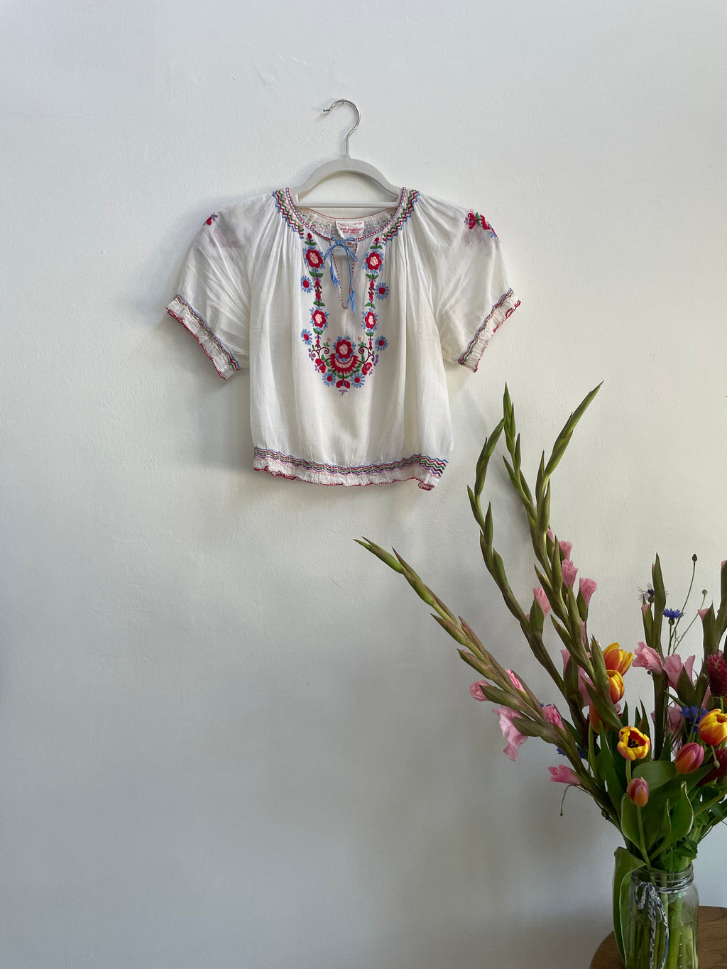 1930s Hand Embroidered Hungarian Smocked Blouse