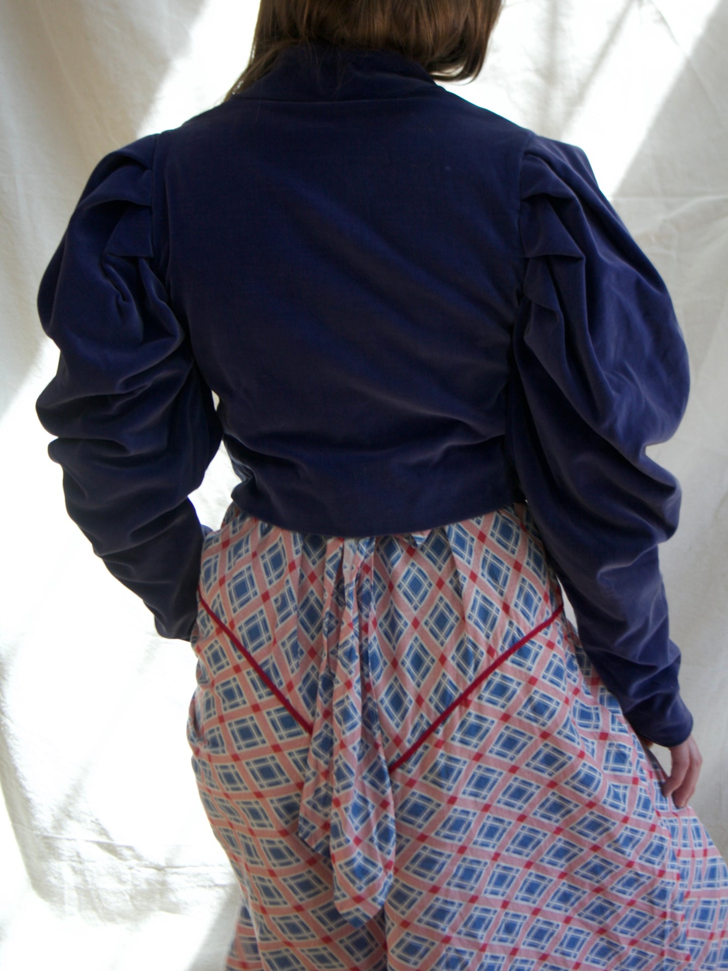 1930s Does 1890s Mutton Sleeve Cropped Velveteen Jacket