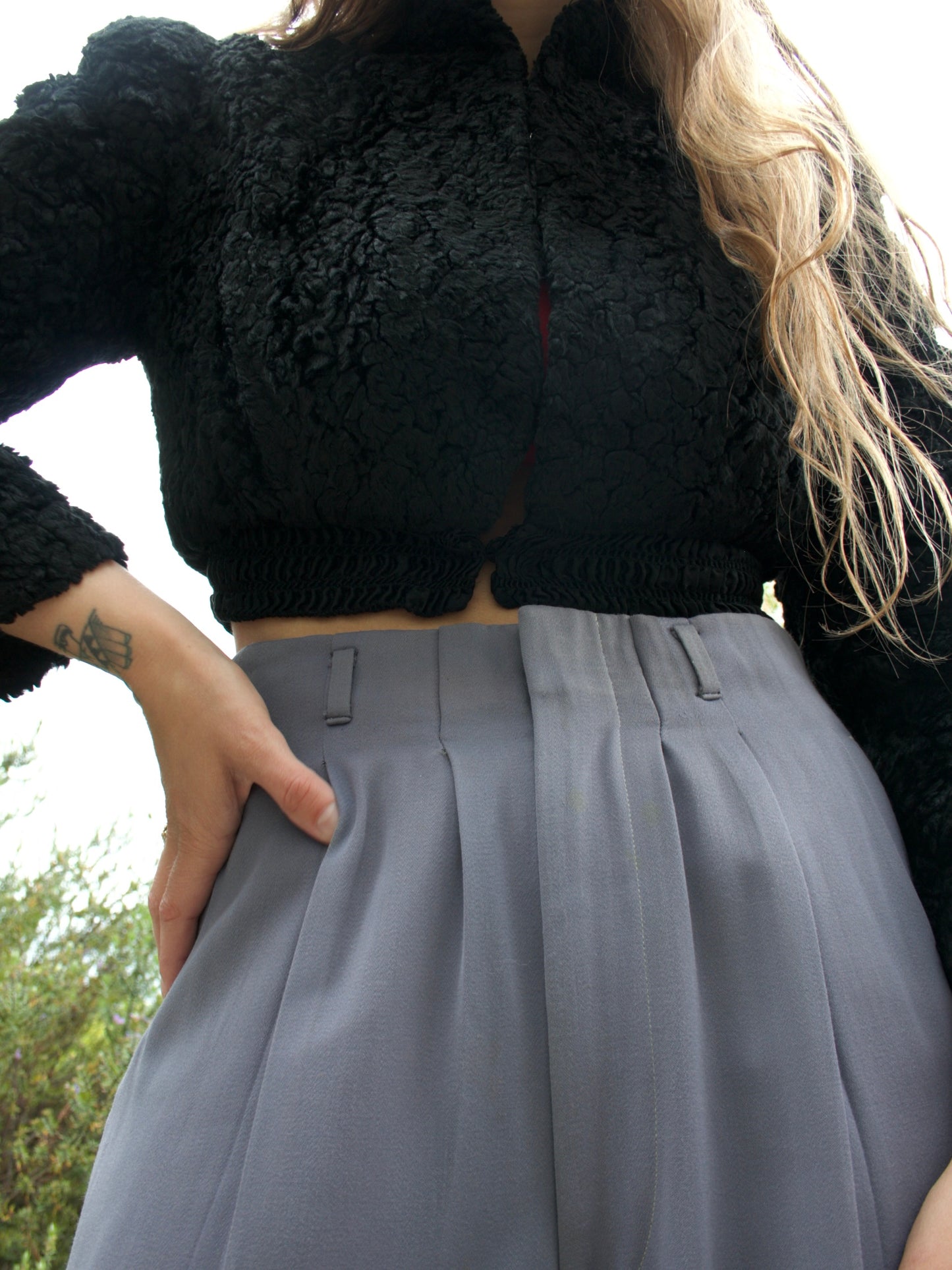 1950s Drop Loop Gabardine Pleat Front Pants