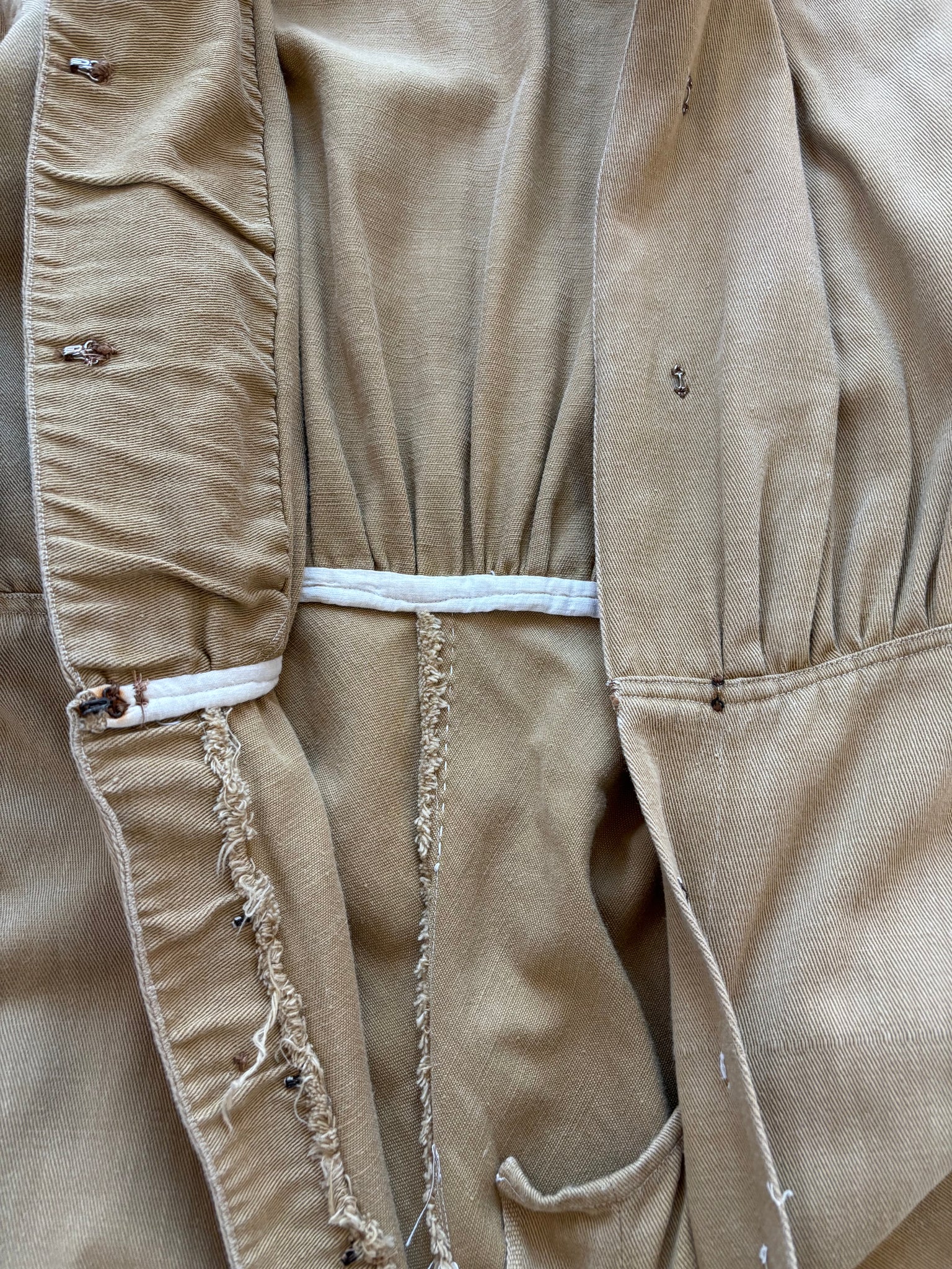 RARE 1910s Khaki Jean Womens Riding Habit Divideded Skirt Overall / Sportswear Jumpsuit