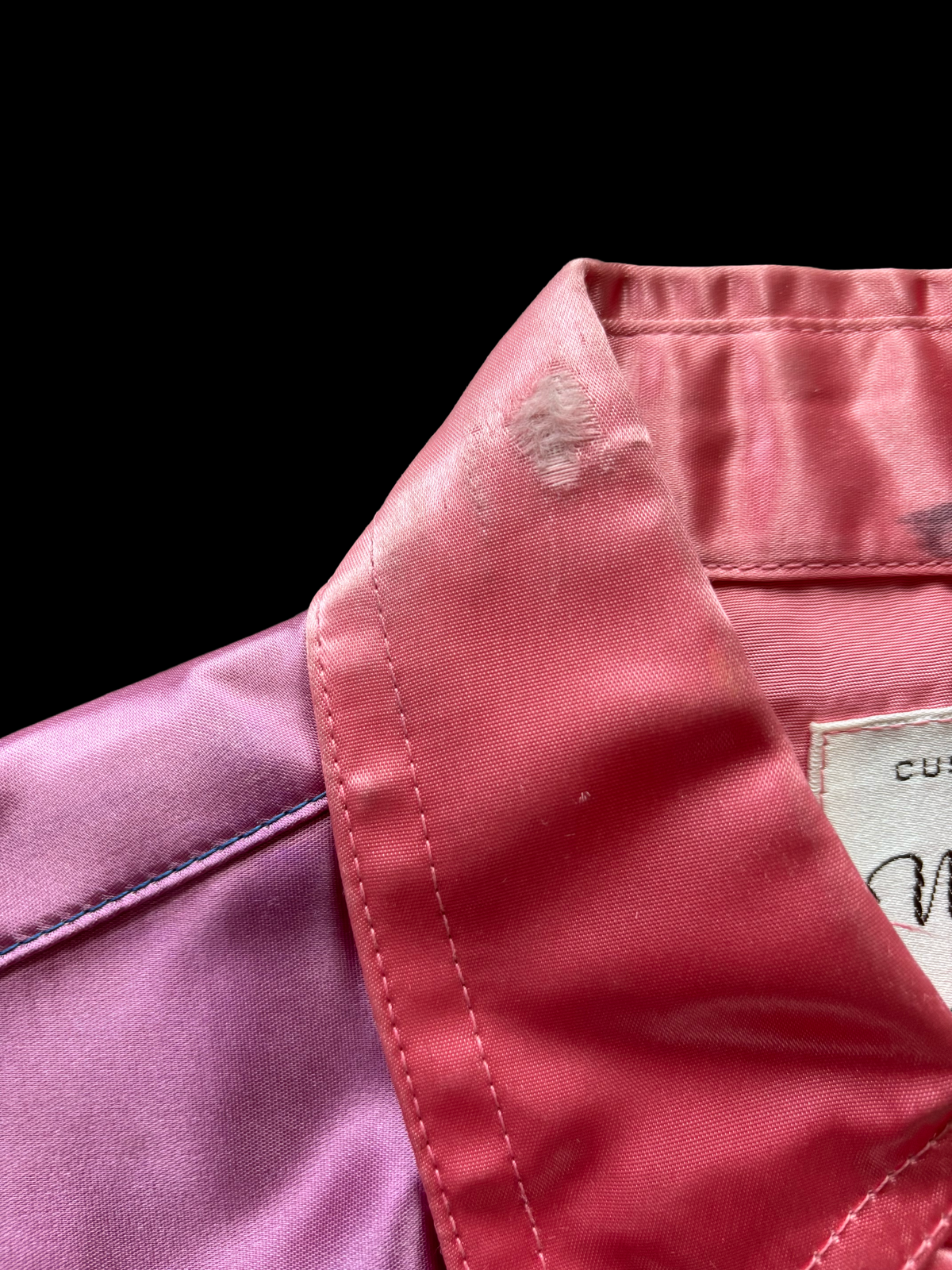 1960s Day-Glo Neon Barbie Pink Satin Pearl Snap Western Shirt