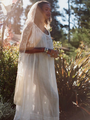 Reserved - Early 1900s Batiste Cotton & Split Sleeve Lace Trousseau Gown