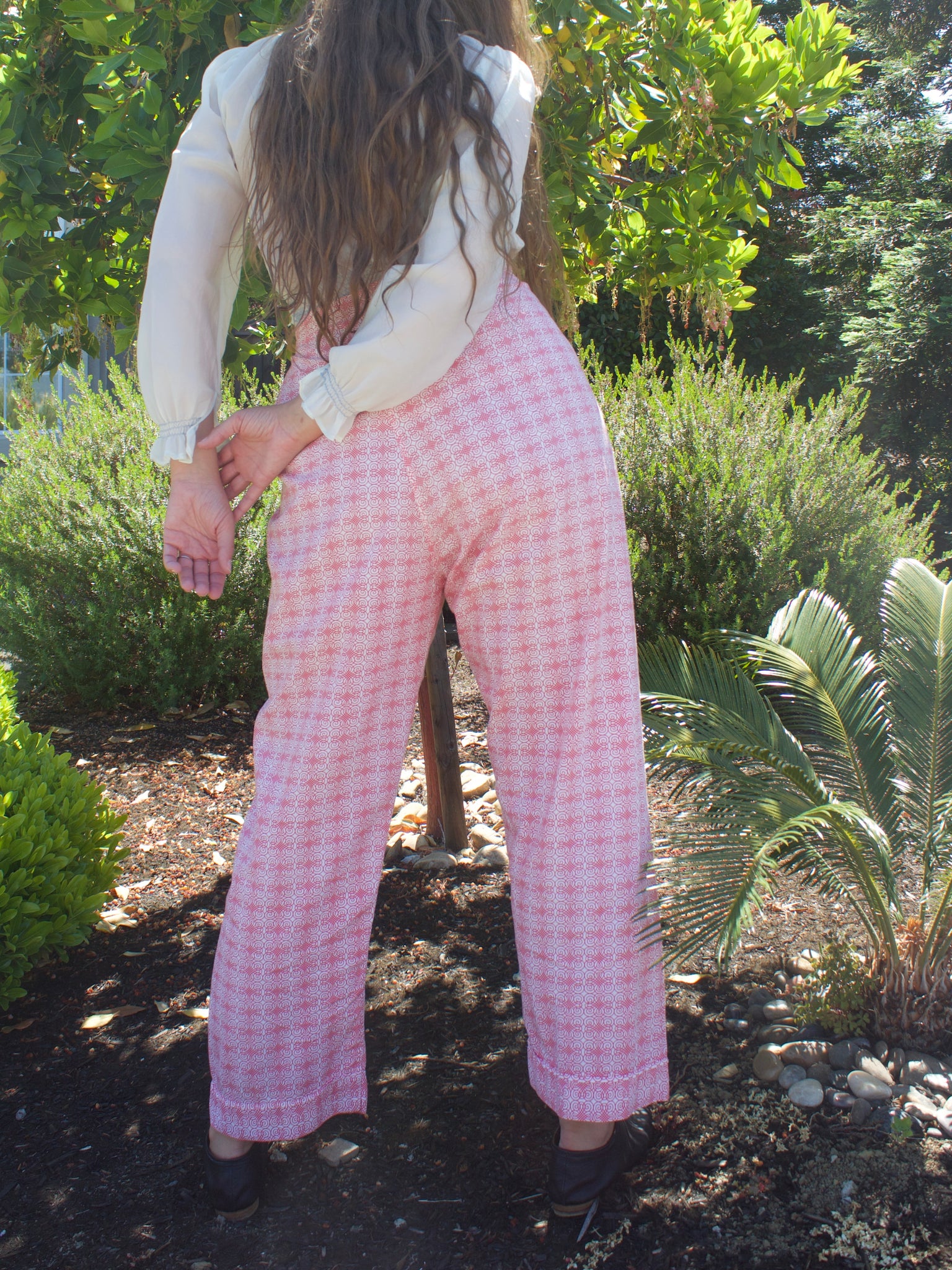 1950s Printed Cotton Lounge Side Button Pants