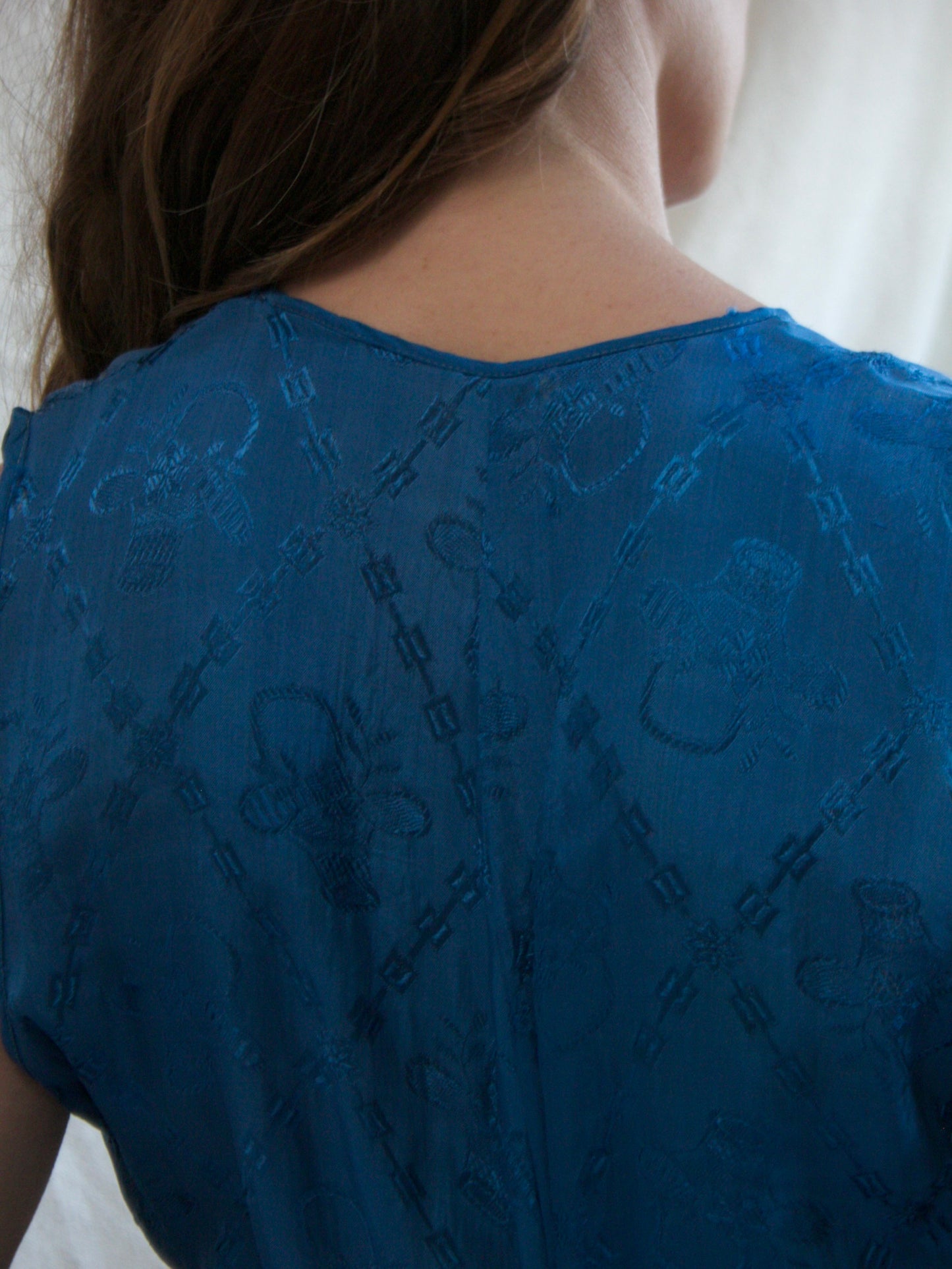 1930s 2 PC Rayon Jacquard Palazzo Pant Jumpsuit with Bullion Couching/ Stumpwork