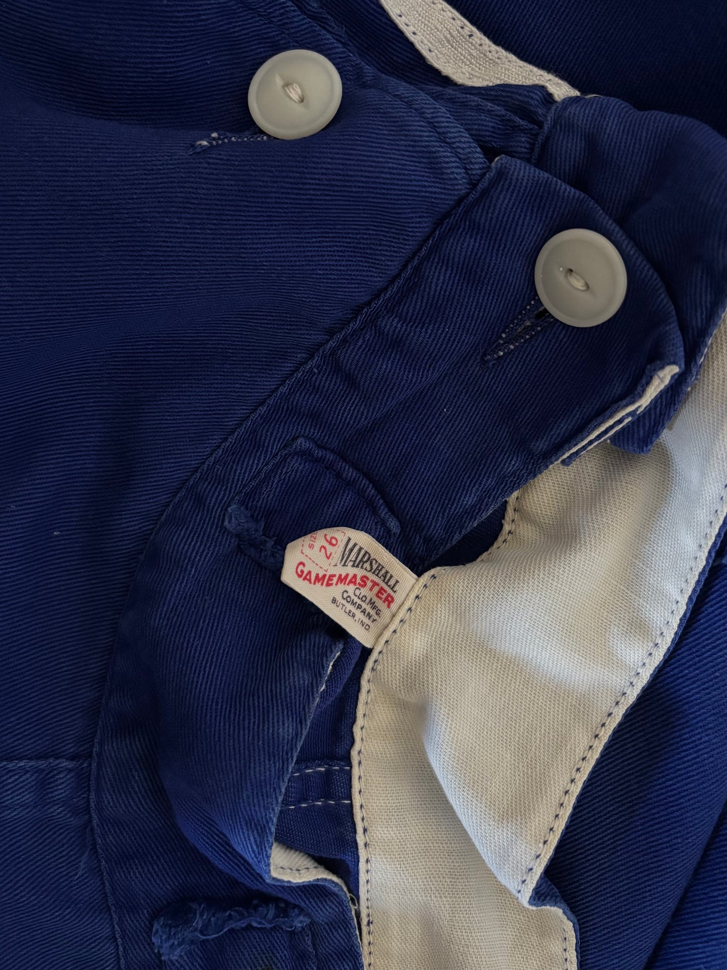 1940s Cotton Twill Fall Front Athletic Shorts