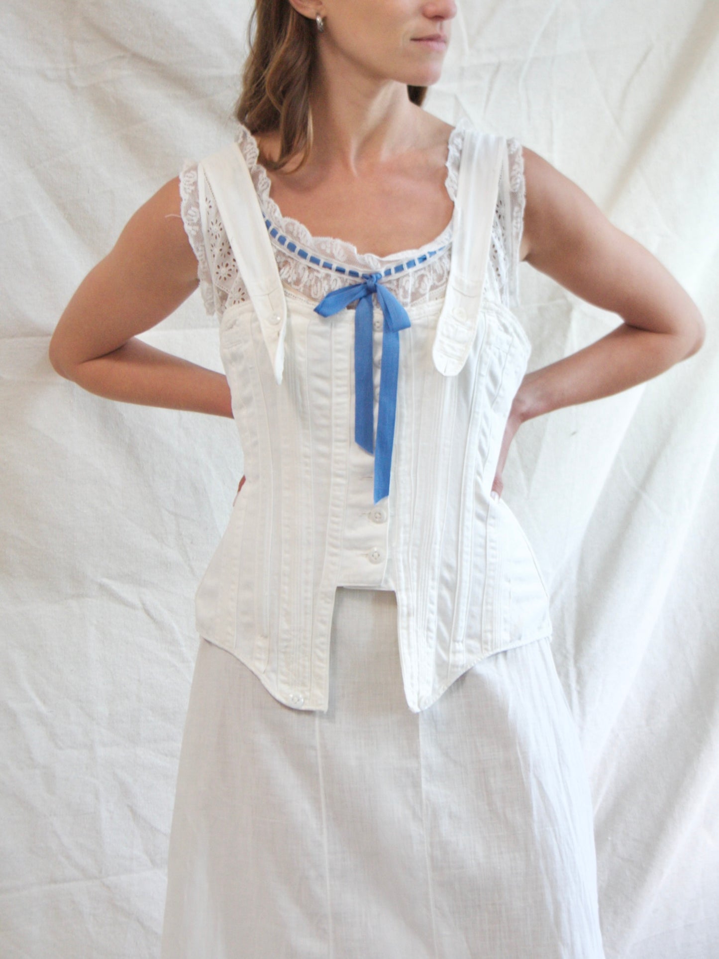 Antique Turn Of The Century Cotton Twill "Health" Corset Waist