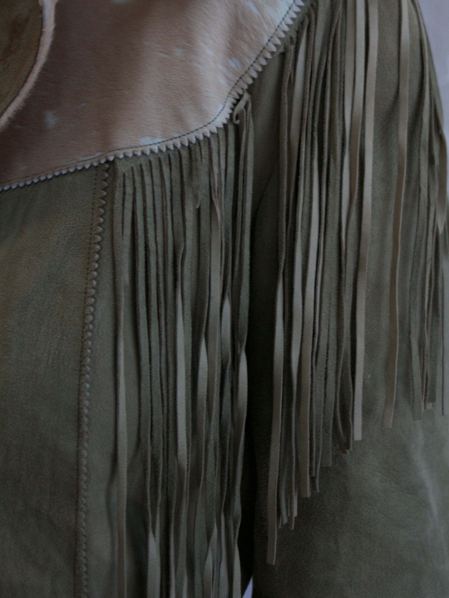 1950s Pony Hair Green Suede Fringe Western Jacket