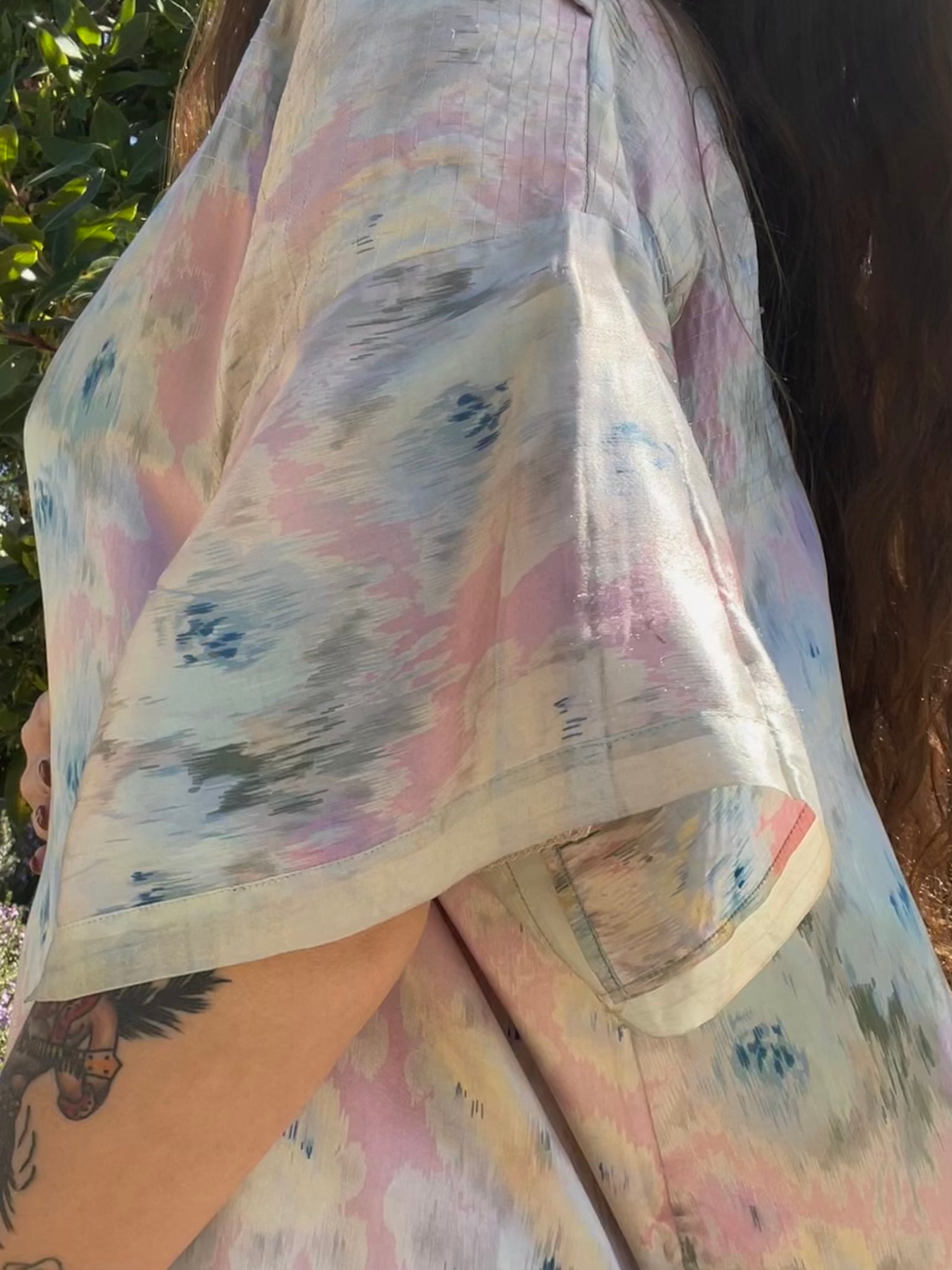 Edwardian Pastel Floral Silk Dressing Gown/ Robe