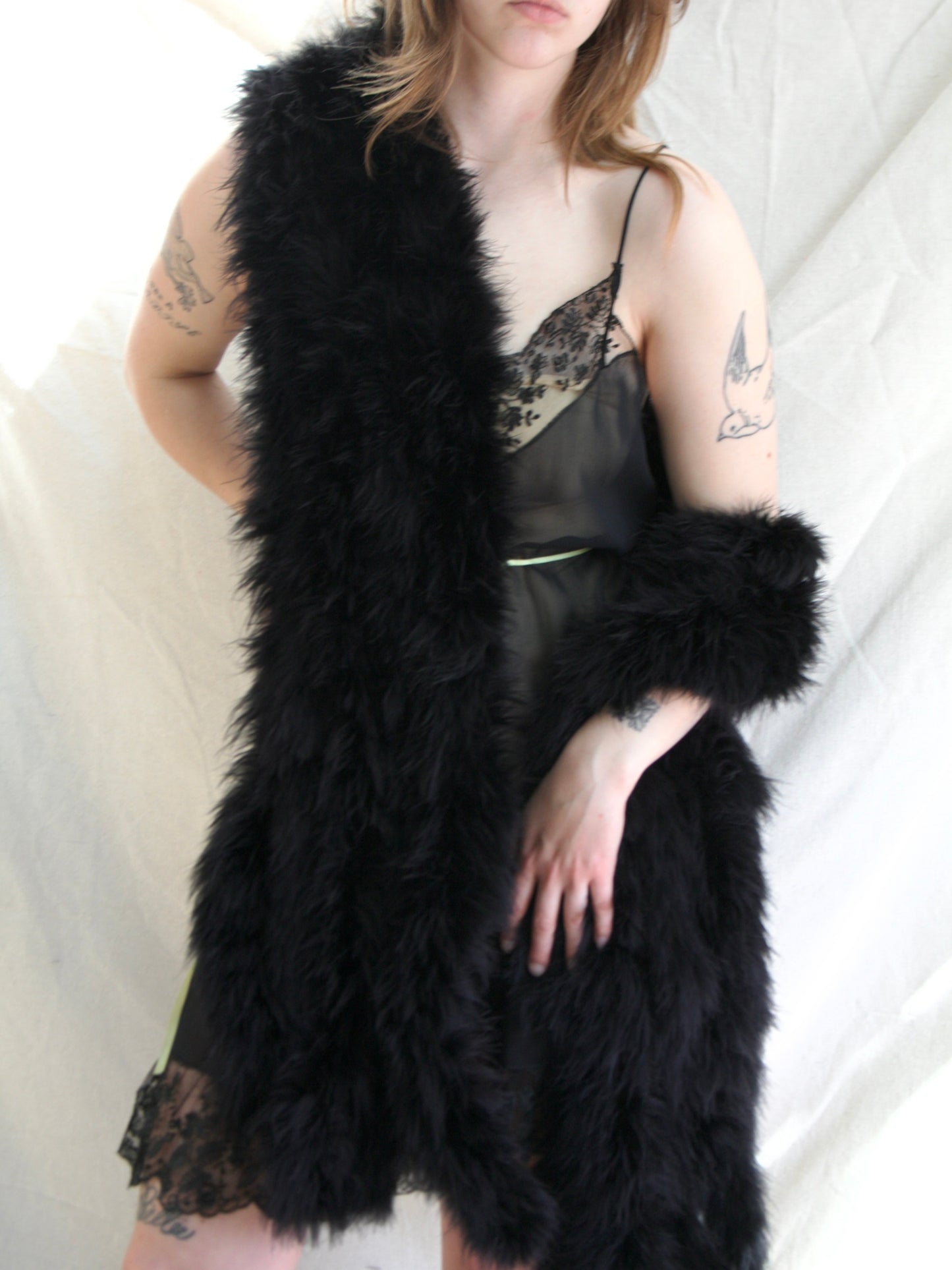 1930s Hollywood Marabou Feather 5-Strand Boa Wrap