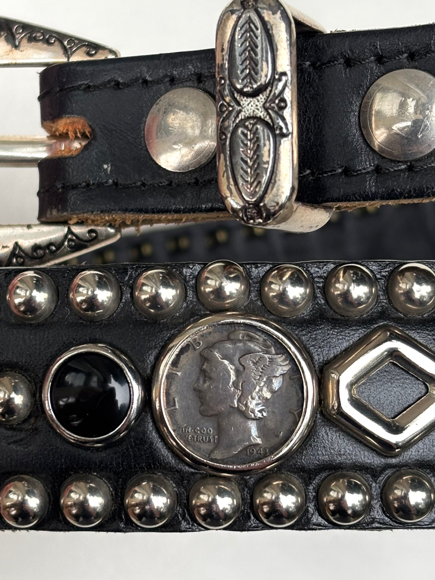 1943 Dated Coin & Studded Leather Biker/Western Belt