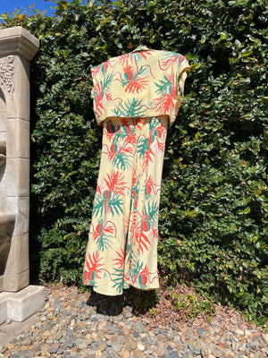 Late 1940s 'Winifred Dick of Honolulu' Rayon Tropical Two Piece Dress Bolero Set
