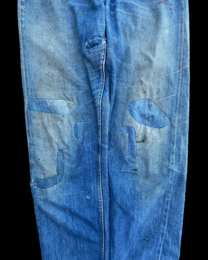 1950s Penny's Foremost 'Levis 701 Style' Mended High Wast Ladies Selvedge Denim