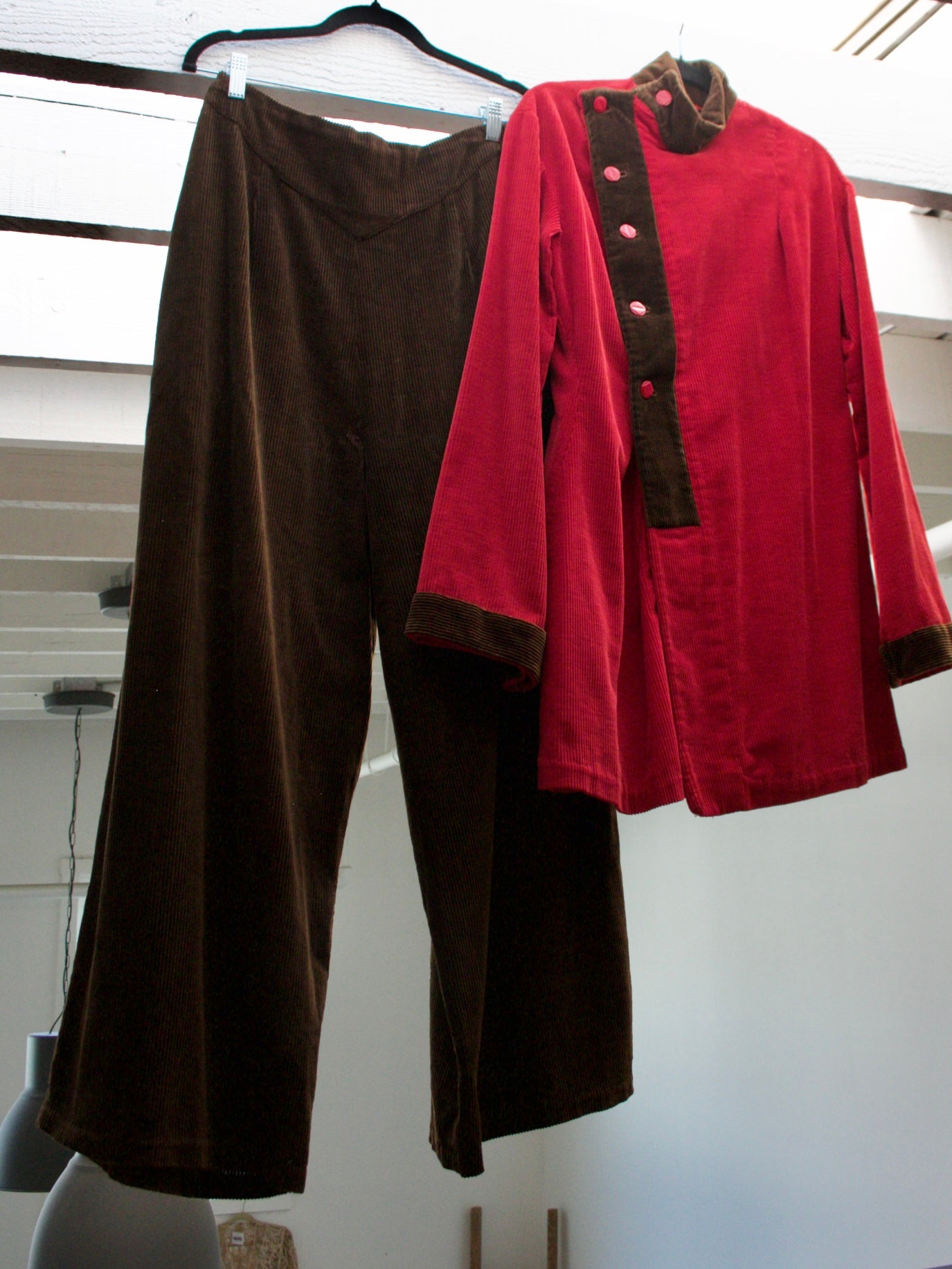 Rare 1930s Wide Wale Corduroy Palazzo Pant & Tunic Set