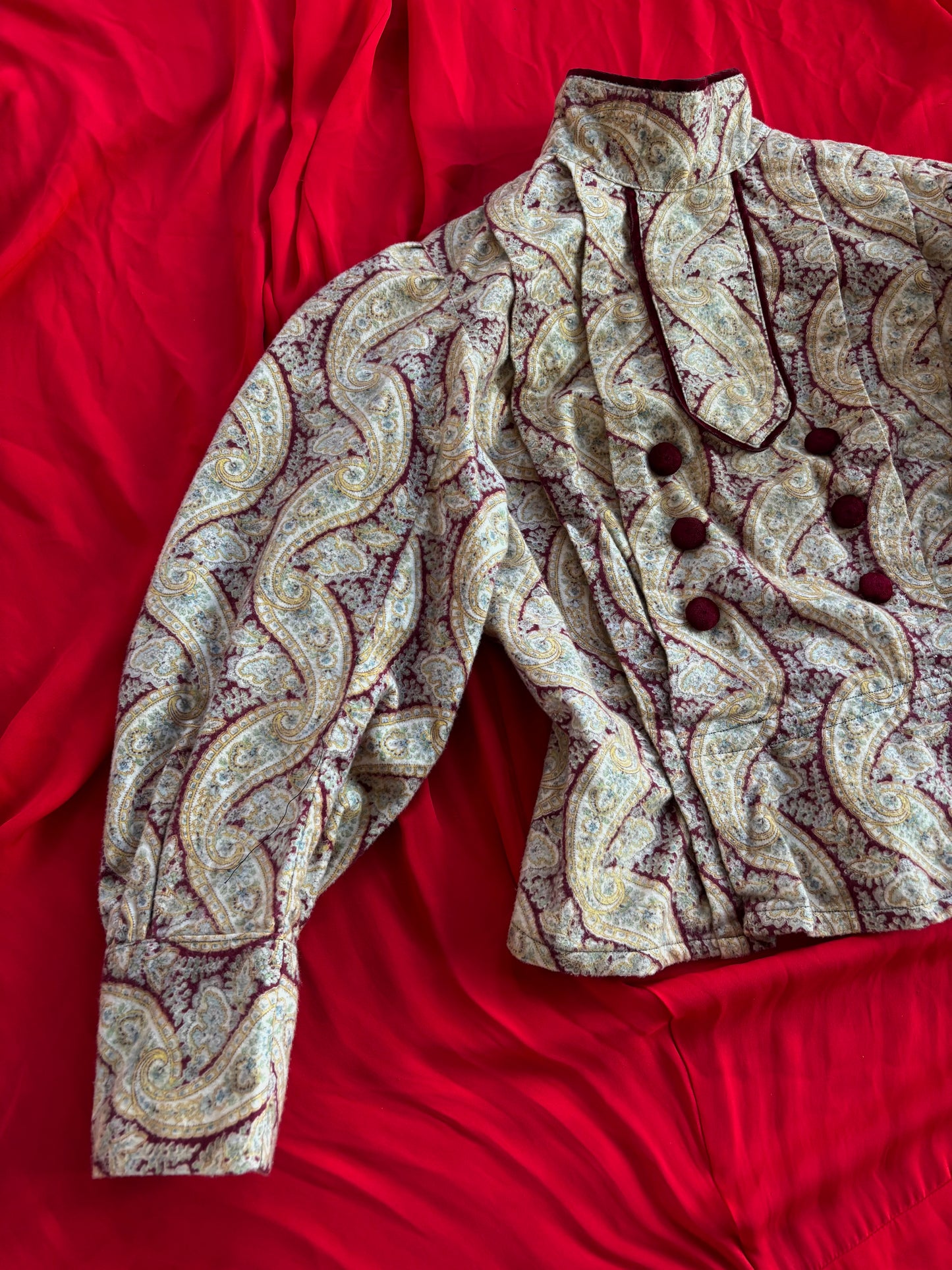 Antique Edwardian Paisley Cotton Flanel Bodice