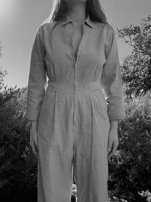 Rare 1940s Women's Railroad Stripe Factory Workwear Coveralls