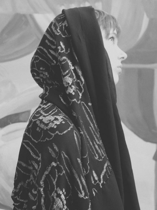 Antique 1920s Lamé Crepe Chiffon Shawl