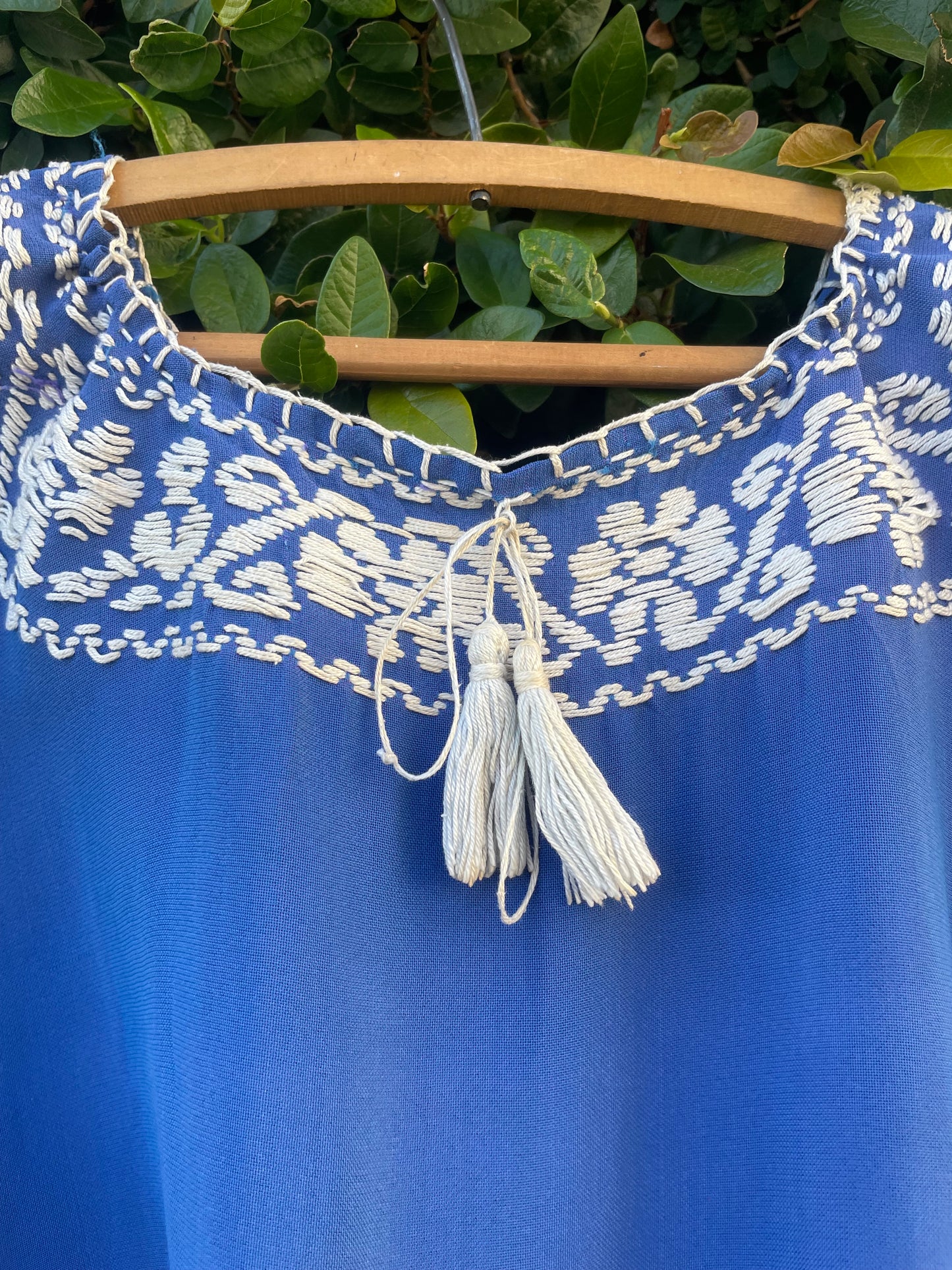 1940s Two Piece Embroidered Rayon Crepe Cobalt Skirt Blouse Set