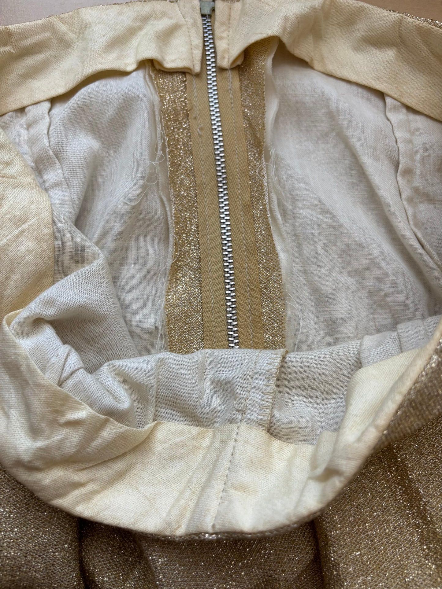 1950s Gold Lurex Two Piece Cigarette Pant Set