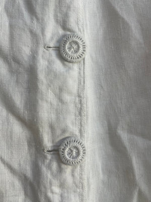 Antique Ivory Linen Dorset Button Front/ Back Walking Skirt