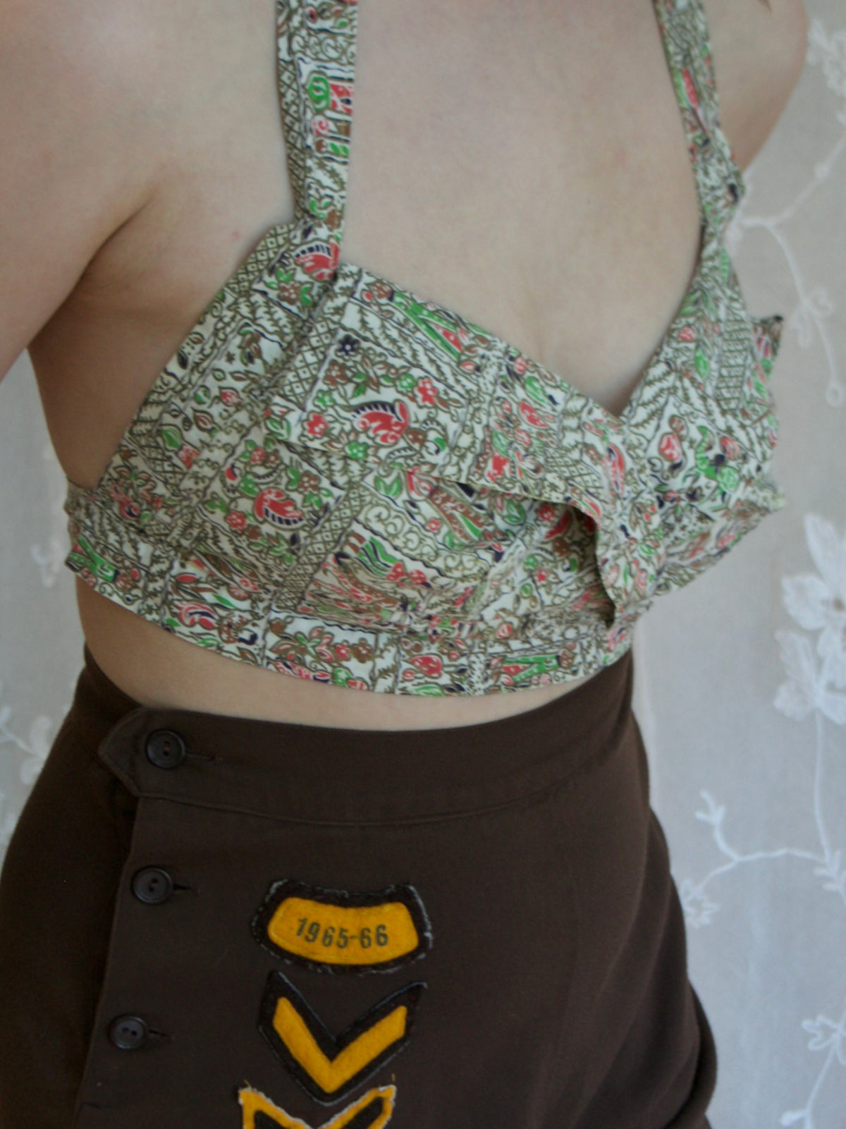 1940s Cotton Playsuit Halter Top