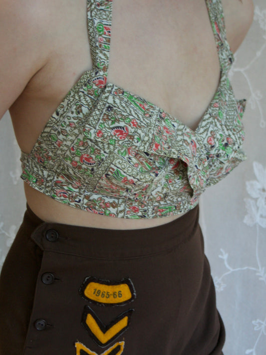 1940s Cotton Playsuit Halter Top