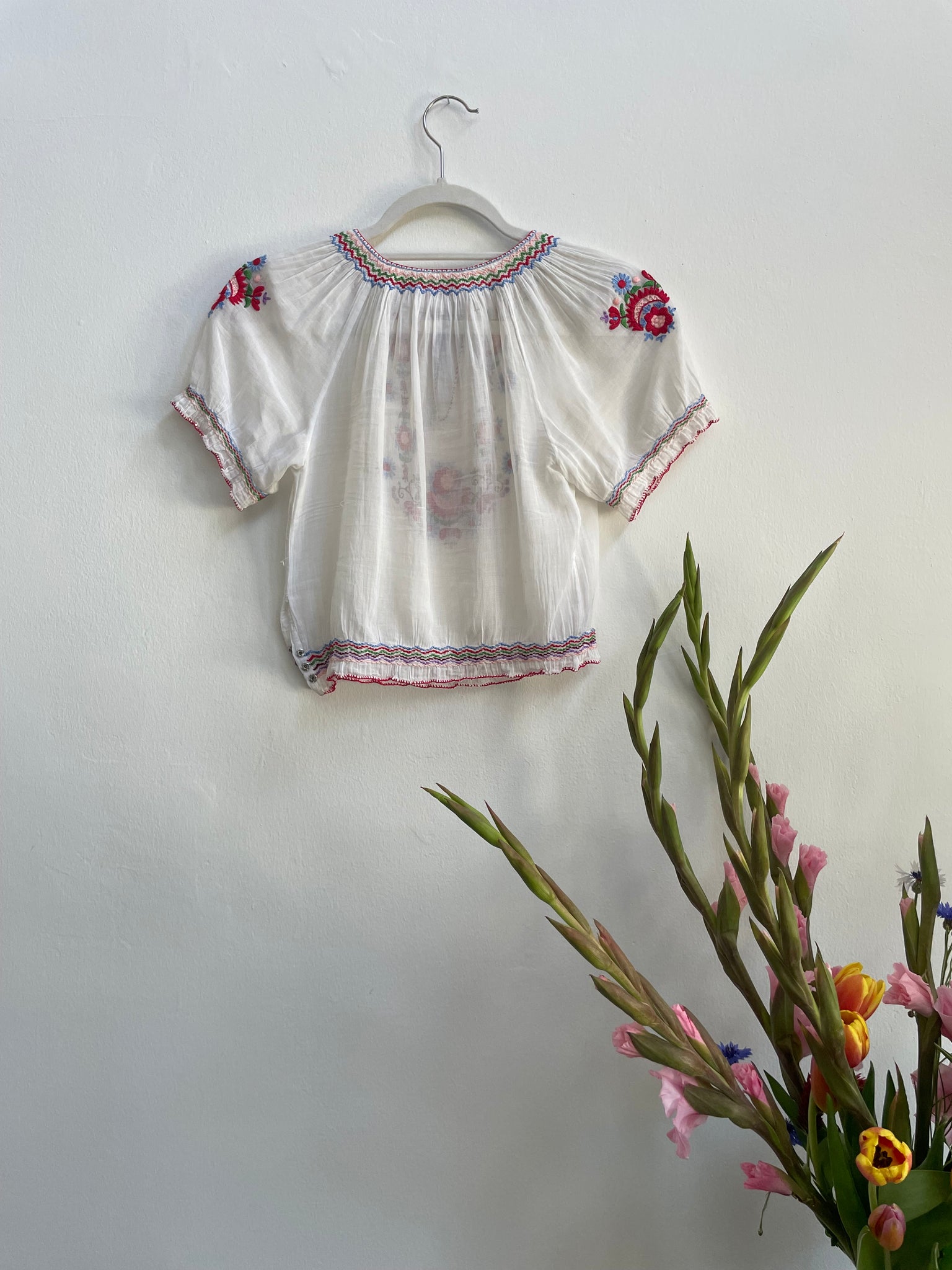 1930s Hand Embroidered Hungarian Smocked Blouse