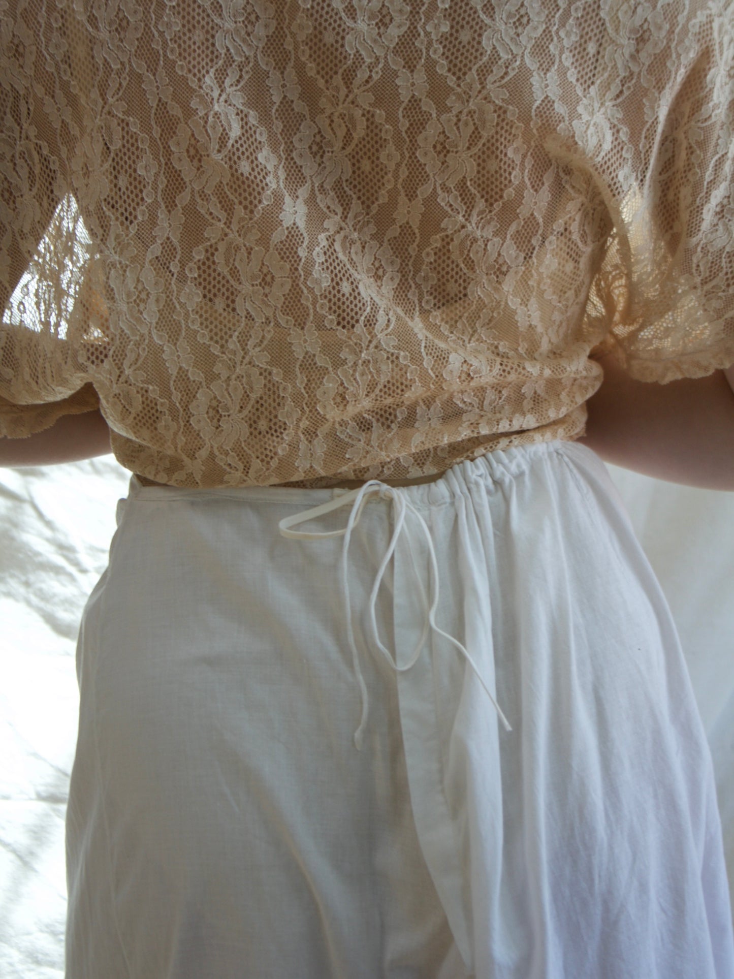 Antique Cotton Valenciennes Lace Petticoat