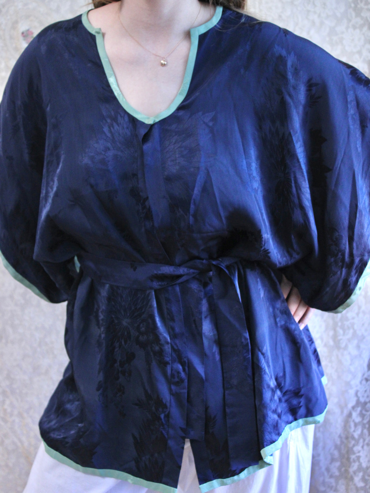 Antique 2PC 1920s Silk Jacquard Lounge Tunic