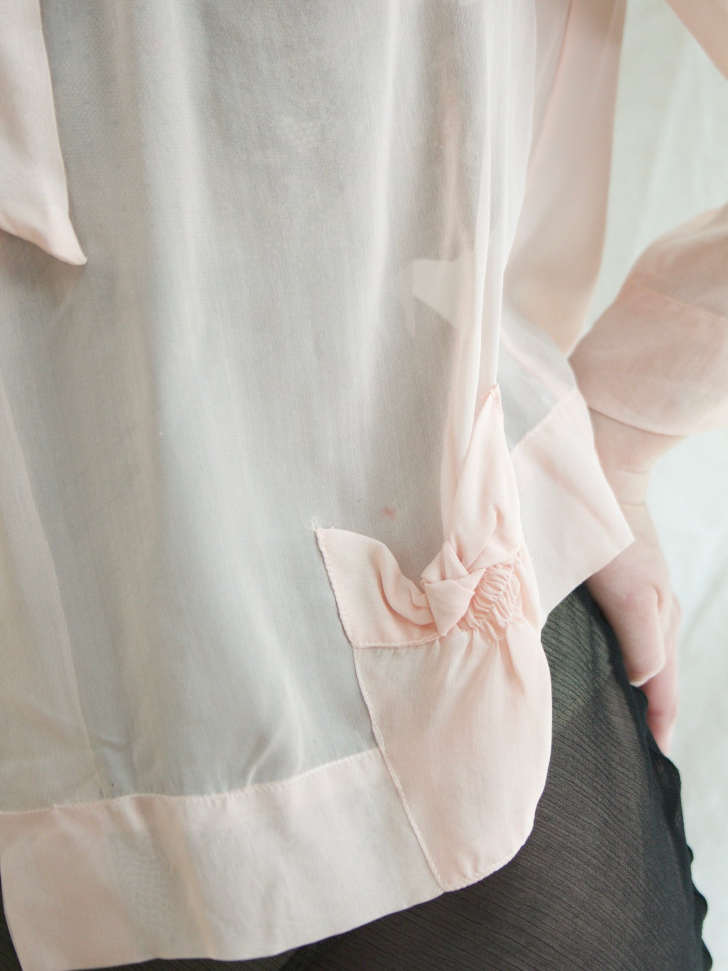1930s Pale Pink Chiffon Peaked Shoulders Over Jacket