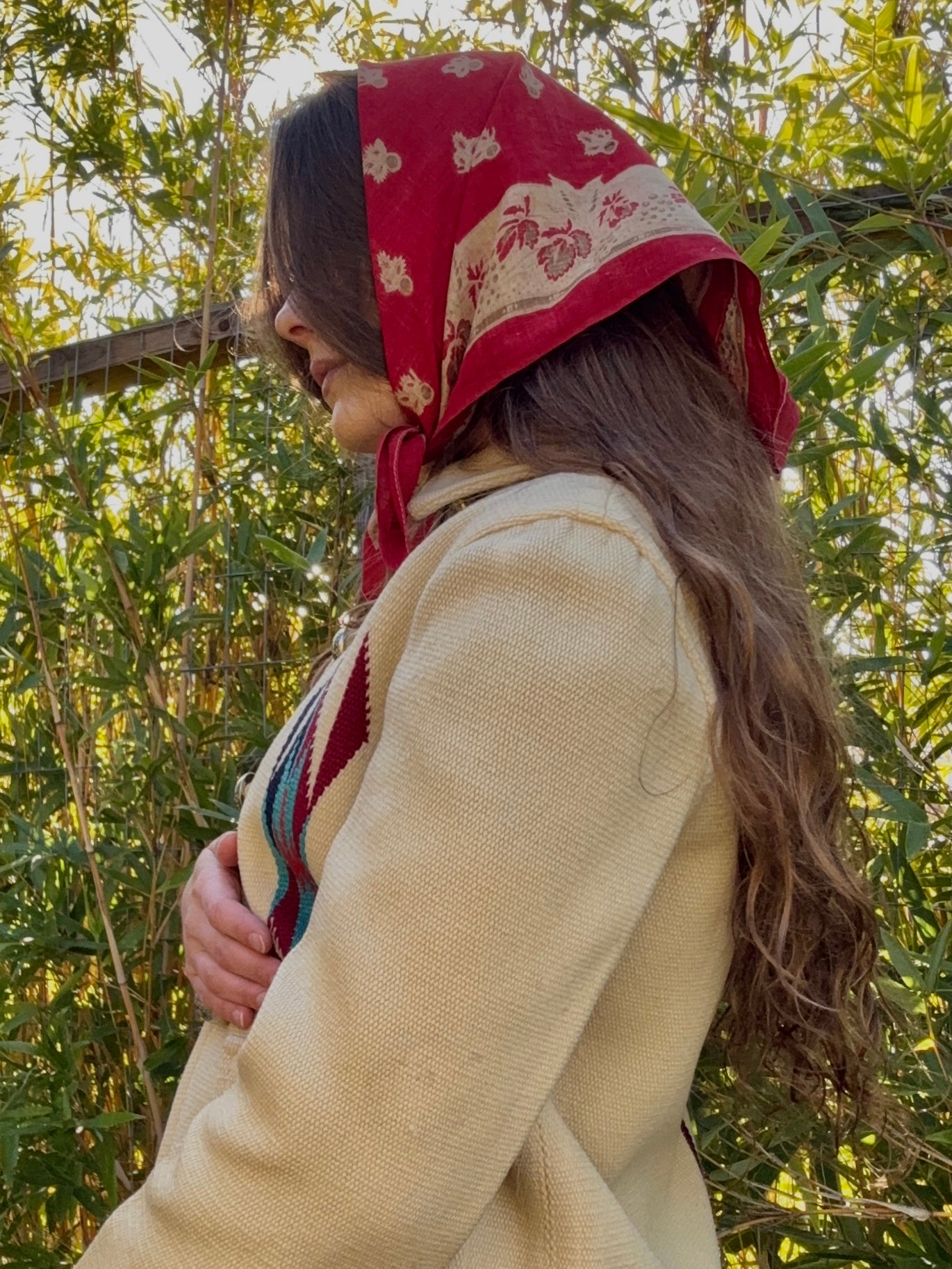 1940s Ganscraft Hand Woven Cream Chimayo Blanket Coat