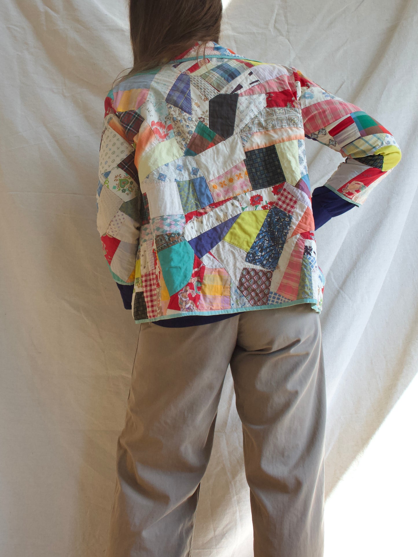 1950s Patchwork Crazy Quilt Open Front Jacket