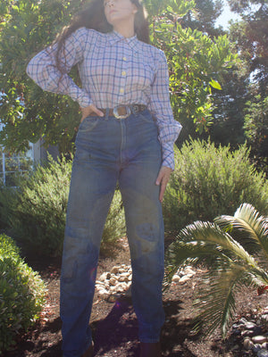 1950s Penny's Foremost 'Levis 701 Style' Mended High Wast Ladies Selvedge Denim