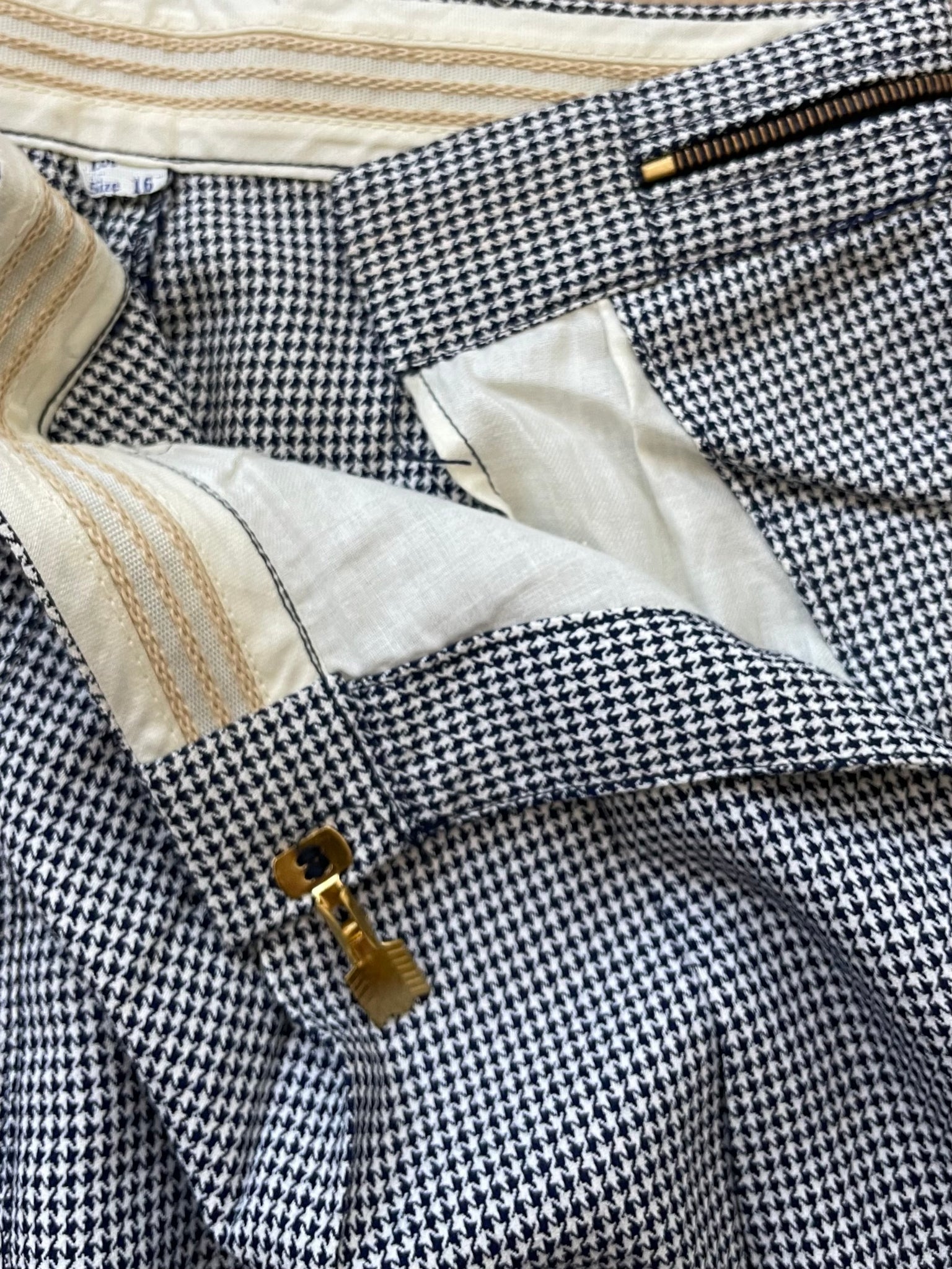 Deadstock 1940s/1950s Houndstooth ‘Kayson Sportswear’ Sliding Zipper Gabardine Pants