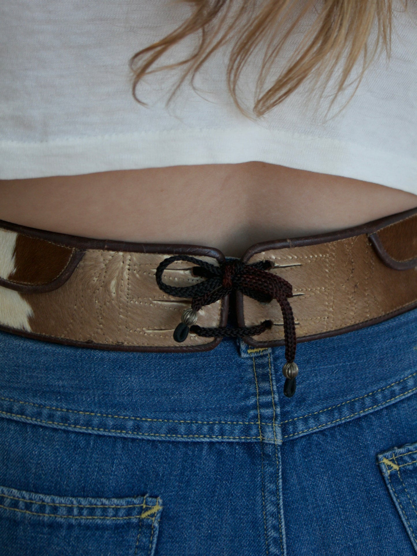 1940s/50s Pony Hair Lace Back Western Waist Belt