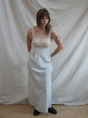 1940s Icy Rayon & Eyelet Organdy Bias Slip