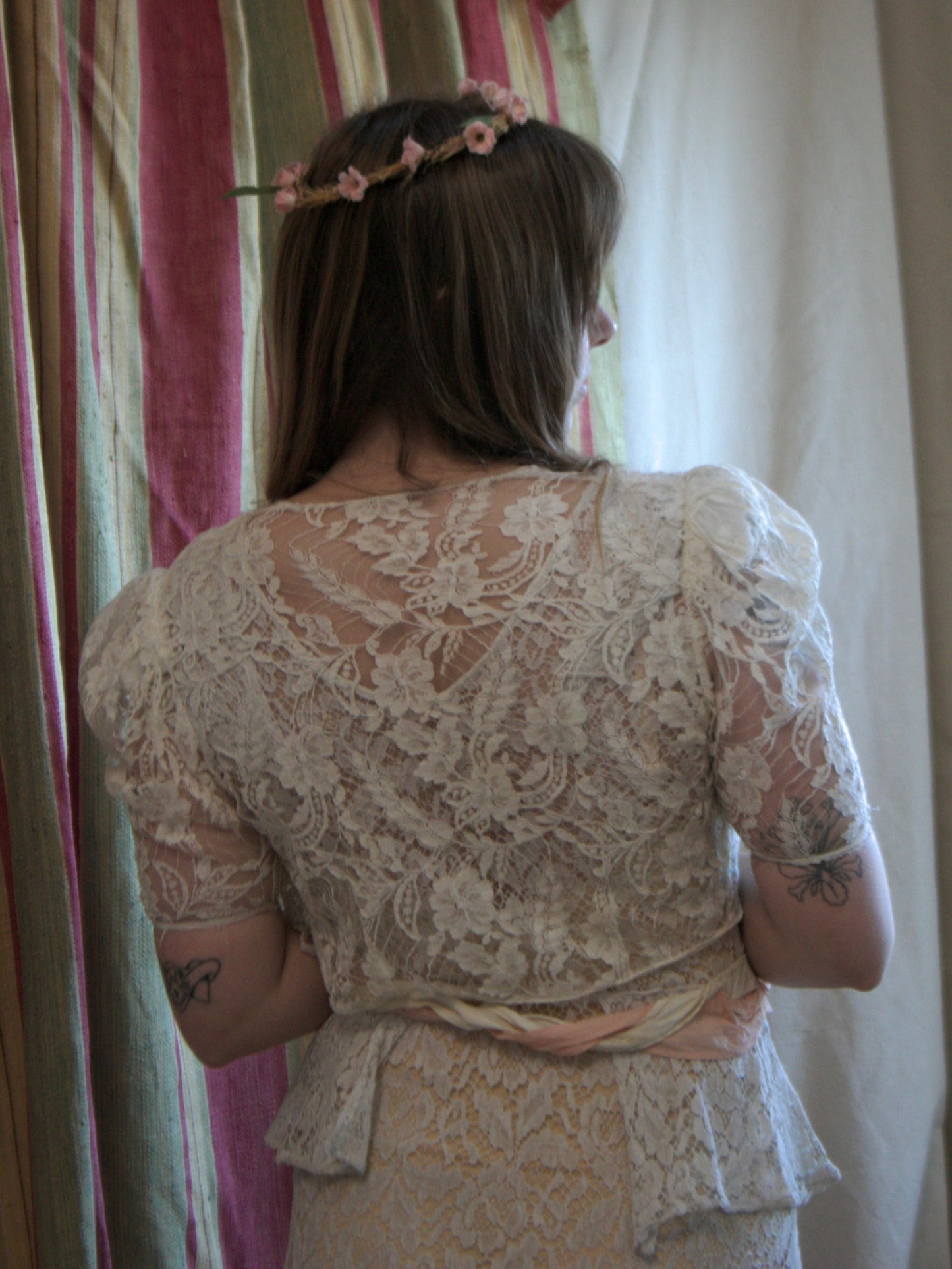 1930s Ivory Lace Puff Sleeve Bolero