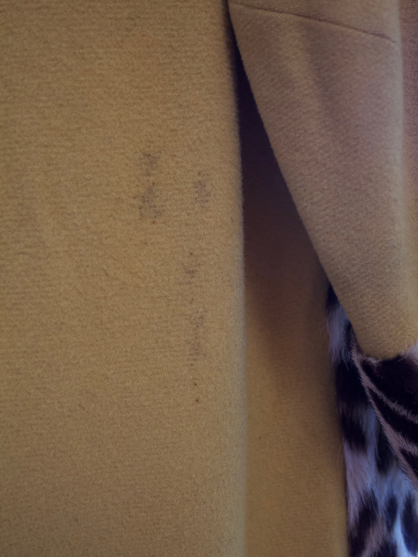 1940s Lemon Yellow Wool & Real Leopard Fur Swing Coat