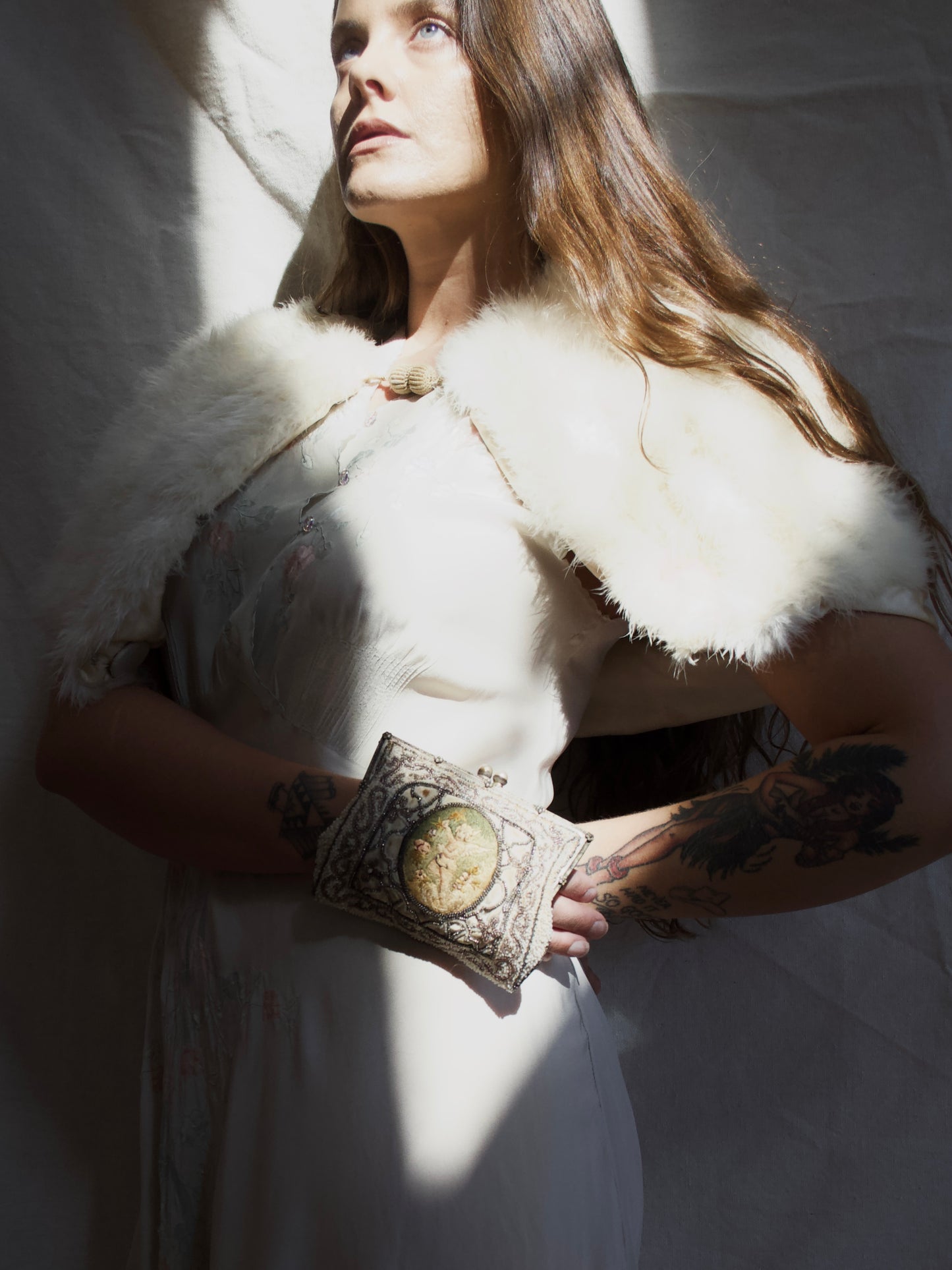 1930s Ivory Marabou Feather Shawl