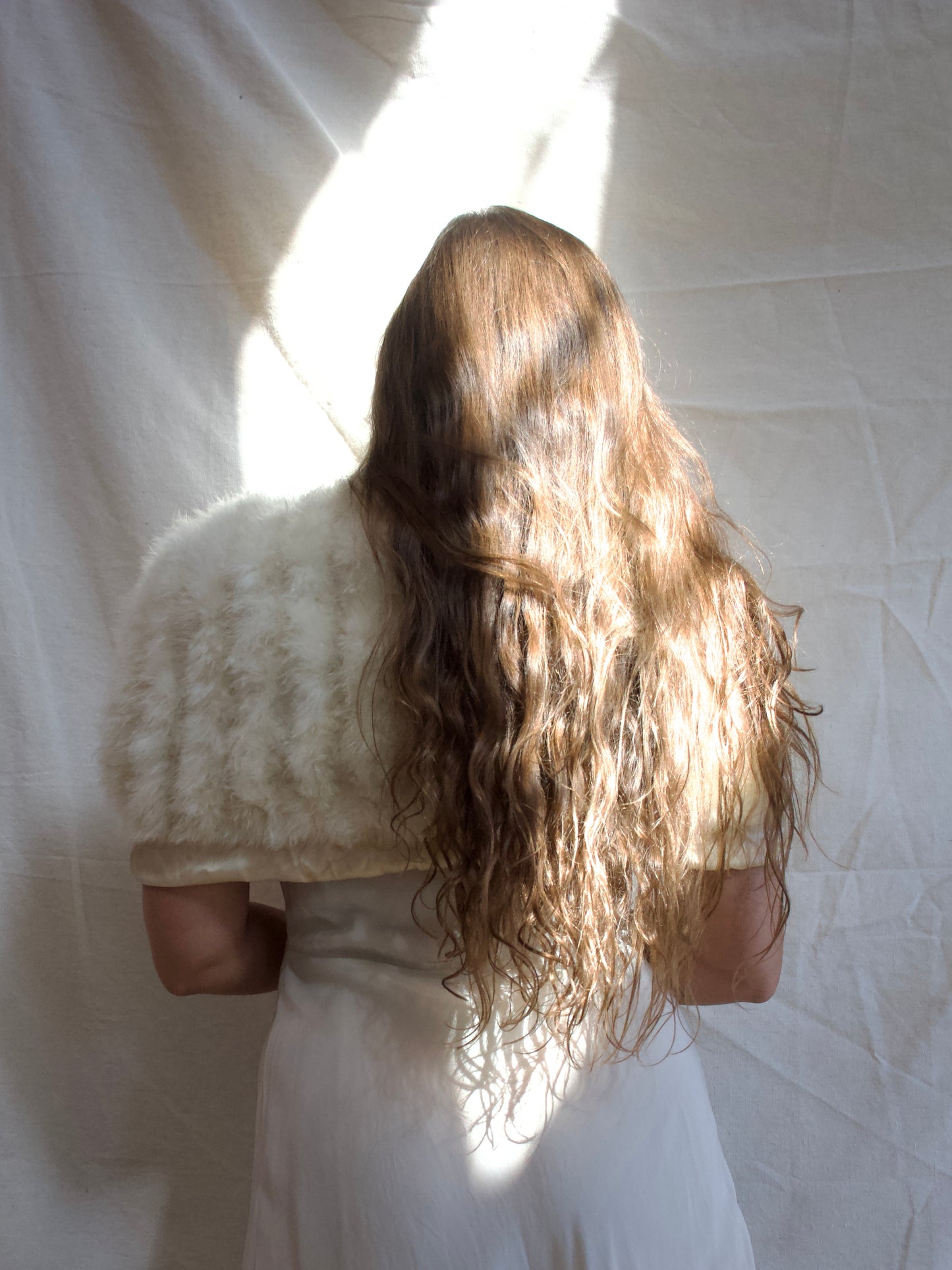 1930s Ivory Marabou Feather Shawl