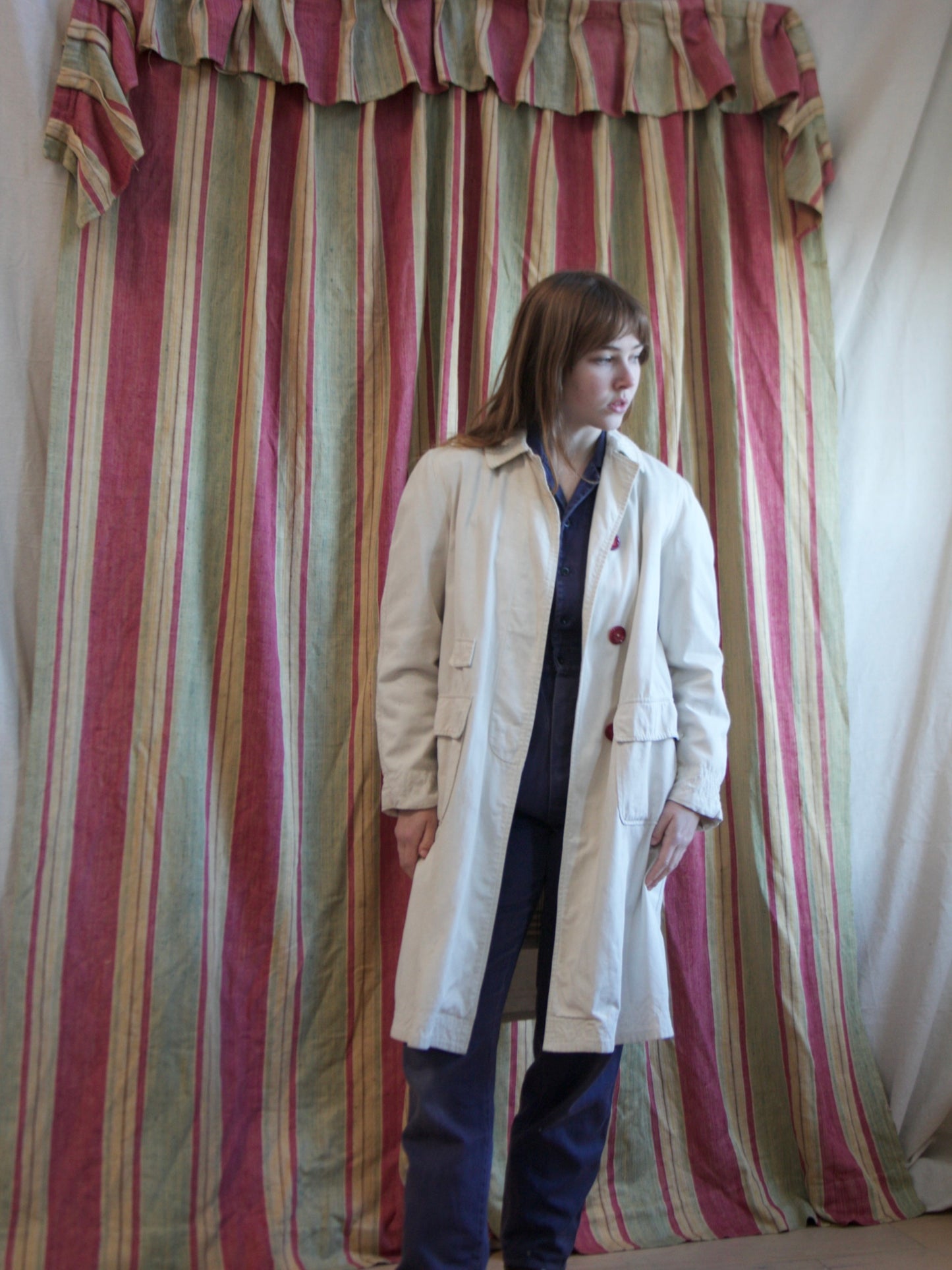 1940s Cream Cotton Trench Coat