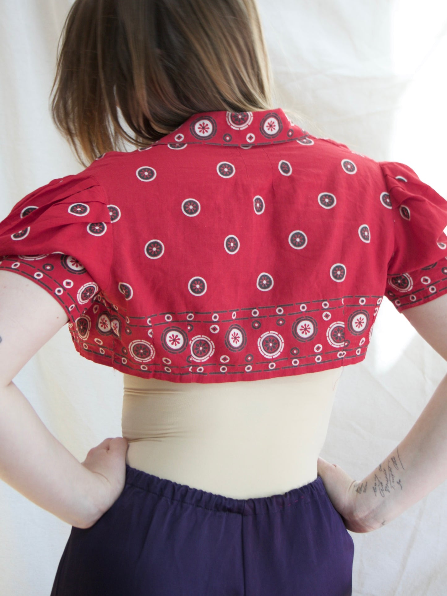 1940s Handmade Bandada Puff Sleeve Bolero Blouse