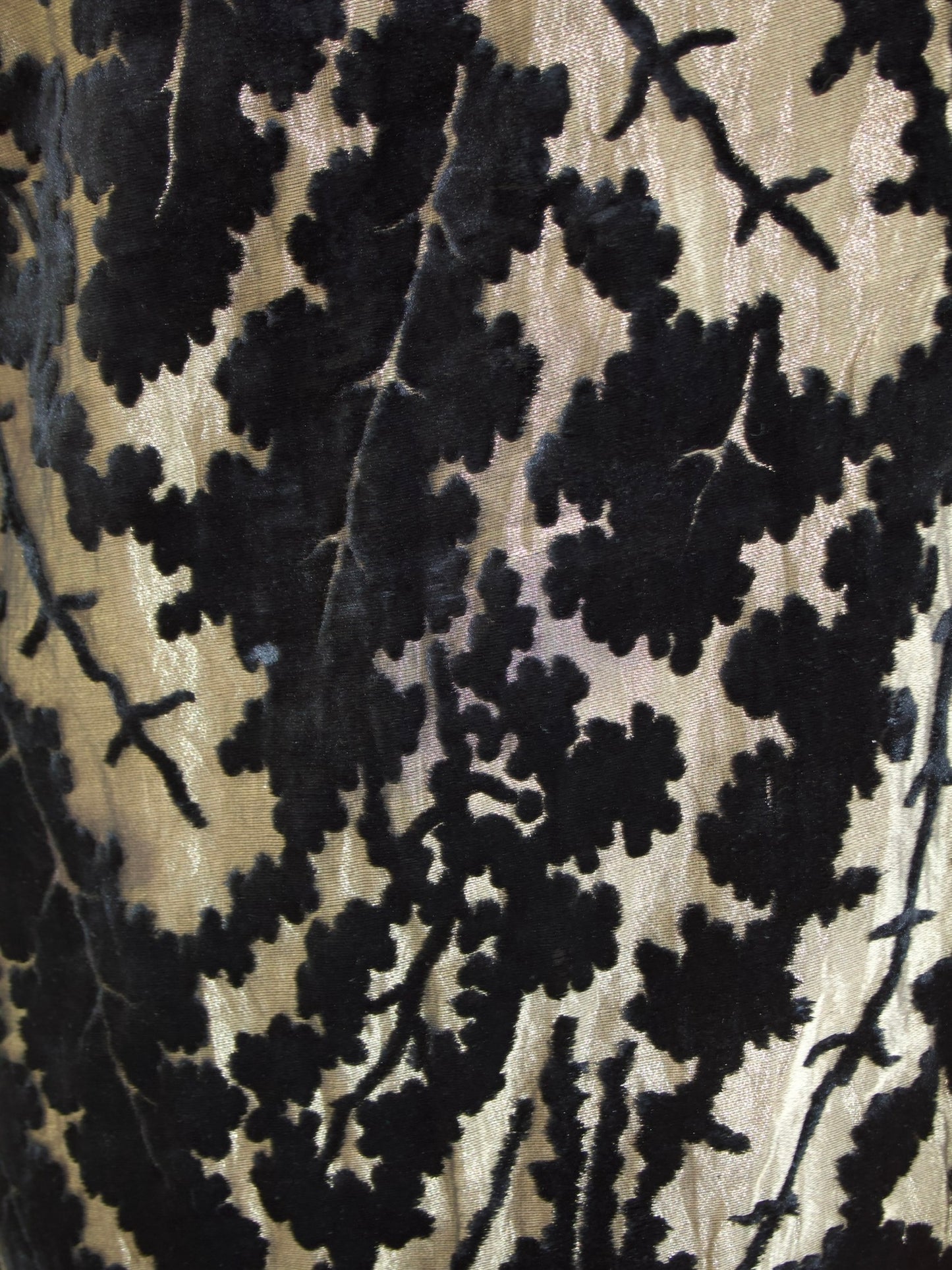 Antique Late 1910s Devore Velvet Gold Lamé Tassel Trained Cape