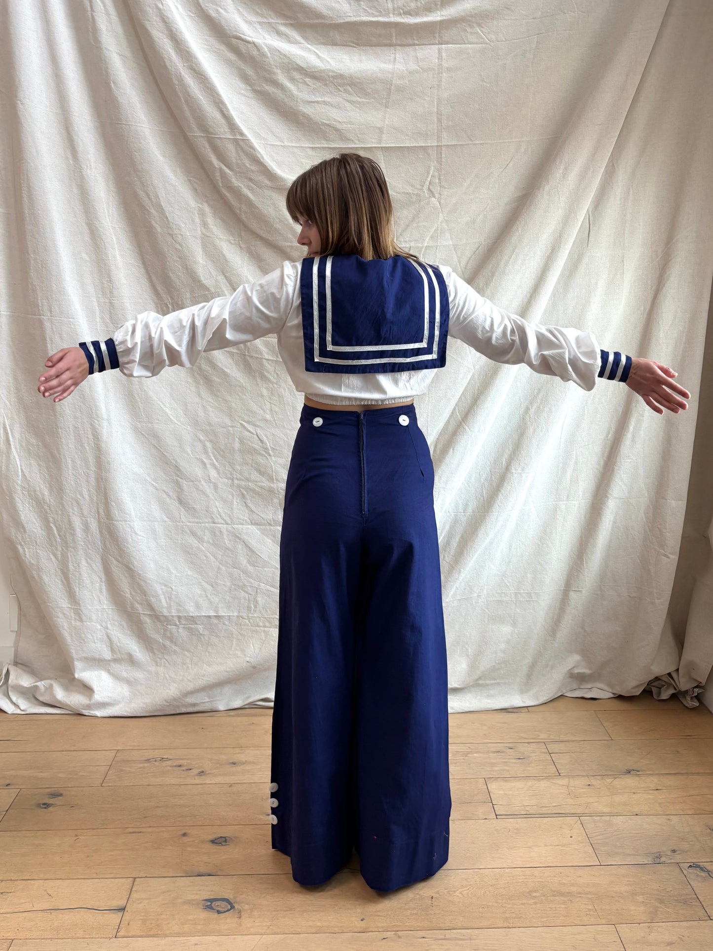 Special 1940s 2PC Sportswear Sailor Pant and Blouse Set