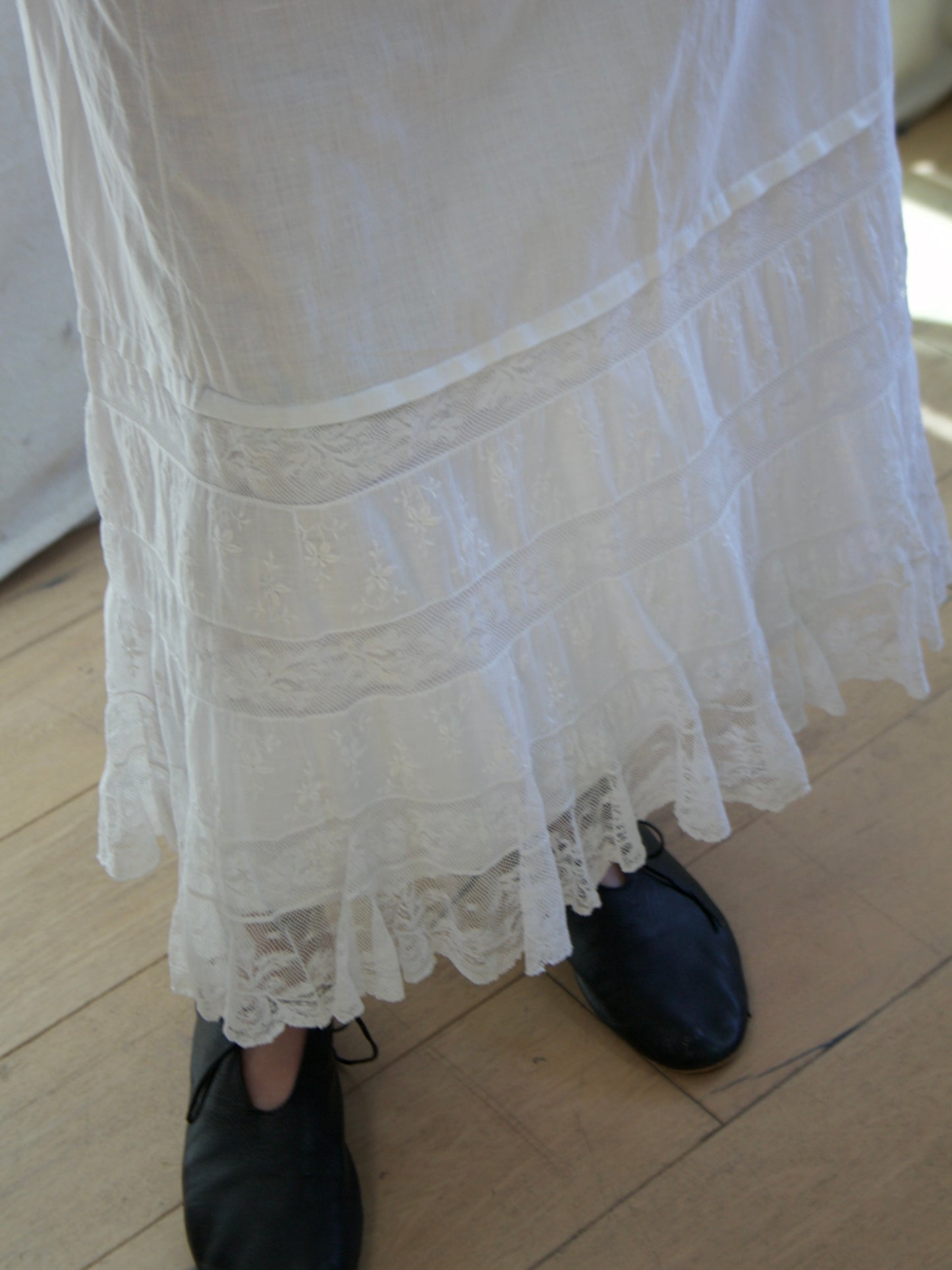 Antique Cotton Valenciennes Lace Petticoat