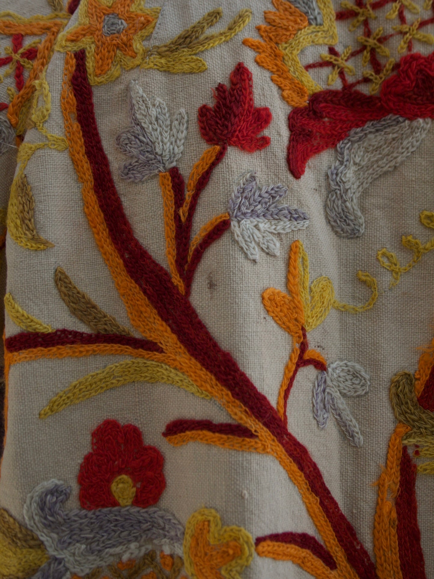 Antique 1920s/1930s Crewelwork Linen Jacket  Handmade in India