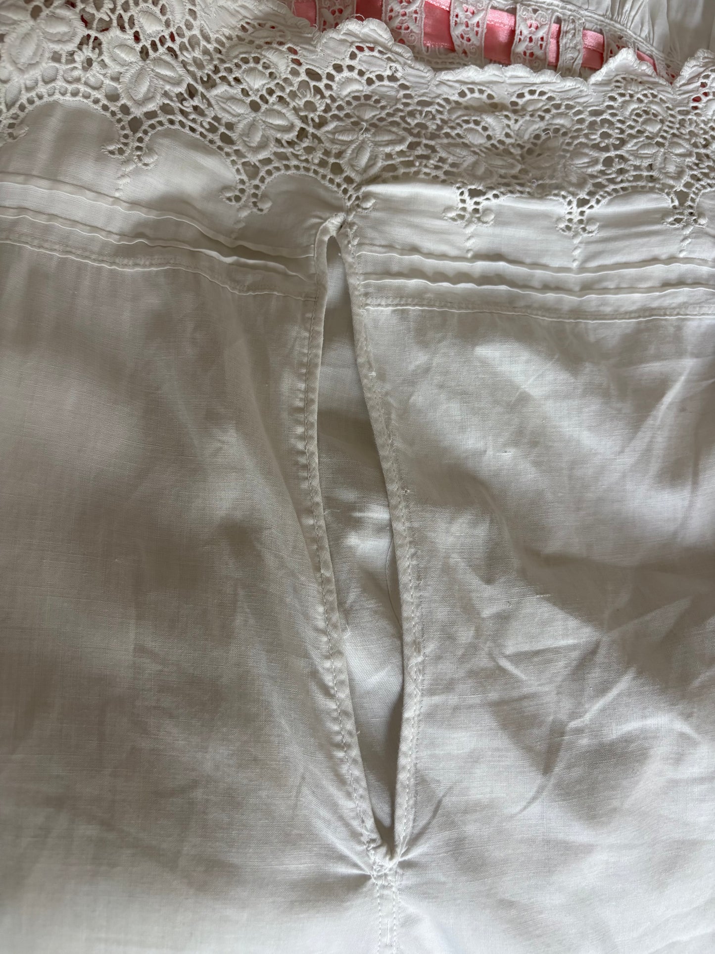Antique Edwardian Rare Nursing Maternity Broderie Anglaise Cotton Princess Slip