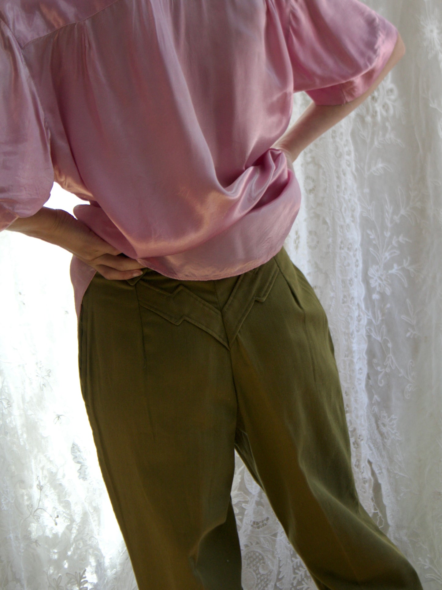 1950s Panhandle Slim Pea Green Western Yoke Side Zips